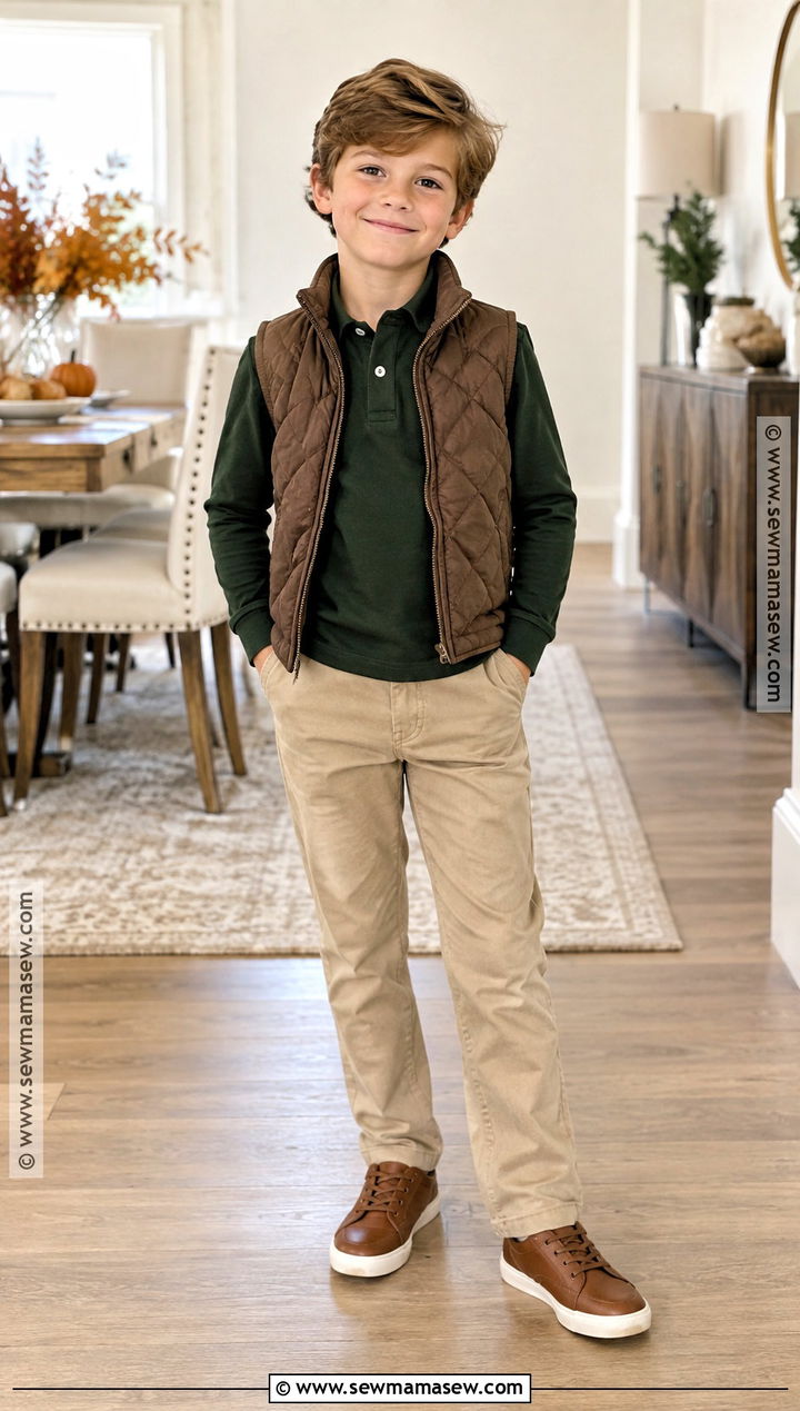 Polo Shirt and Khaki Pants Thanksgiving Outfit - 15 Thanksgiving Clothes for Kids