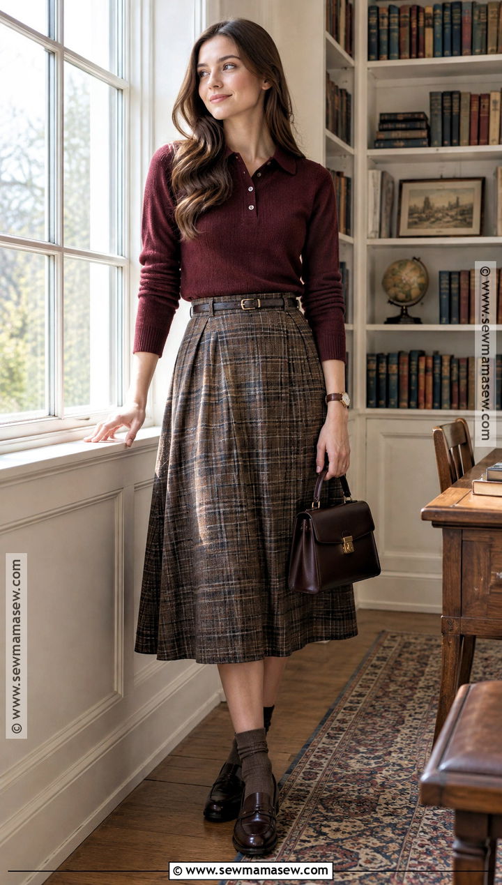 Polo Sweater And A Line Skirt Outfit - 20 old money style fall ideas 2026
