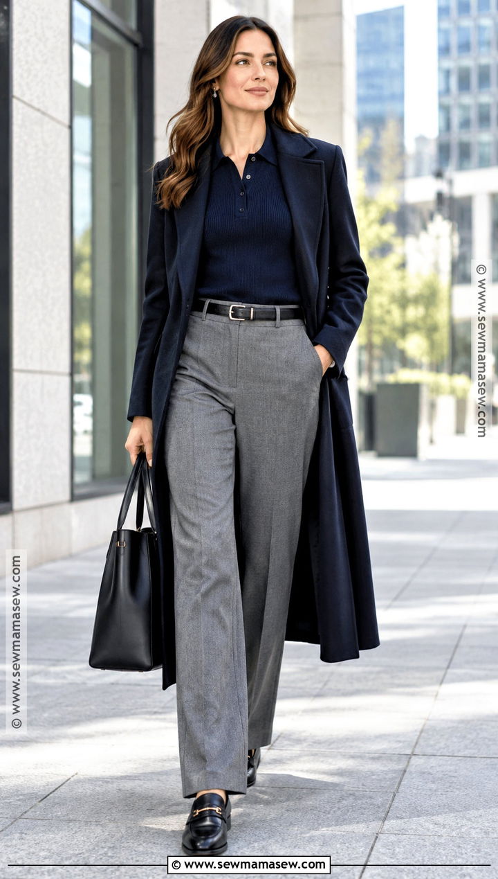 Polo Sweater With Tailored Pants - 25 sweater weather outfits