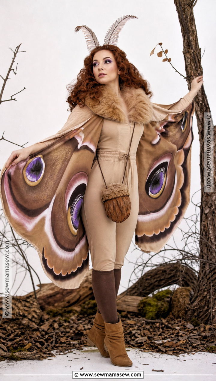 Polyphemus Moth Cosplay With Eye Spot Wings - 30 Moth Cosplay Ideas