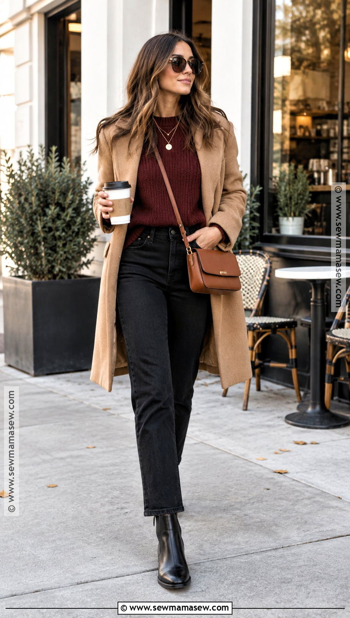 Polyvore Fall Burgundy Sweater And Black Jeans Outfit - 15 polyvore fall outfits