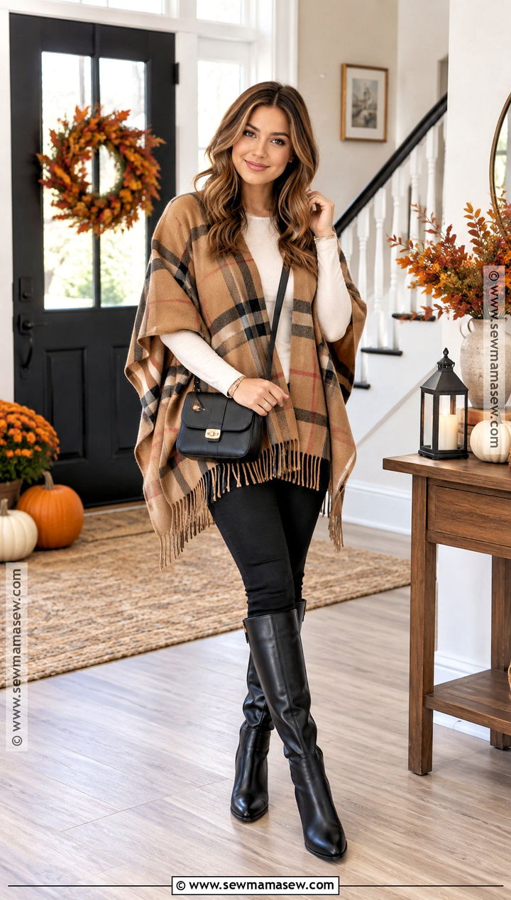 Poncho and Slim Pants Thanksgiving Outfit - 20 thanksgiving outfit with pants