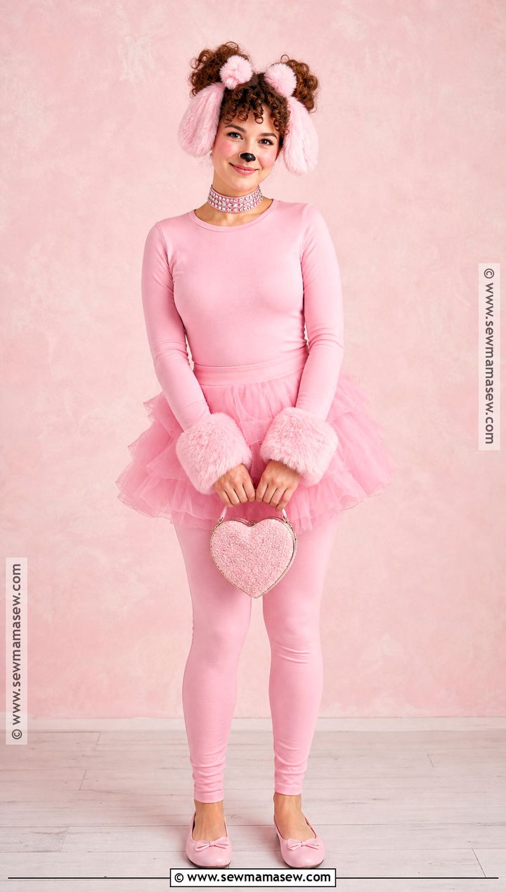 Poodle Costume With Pink Tulle Skirt - 35 curly hair halloween costume ideas