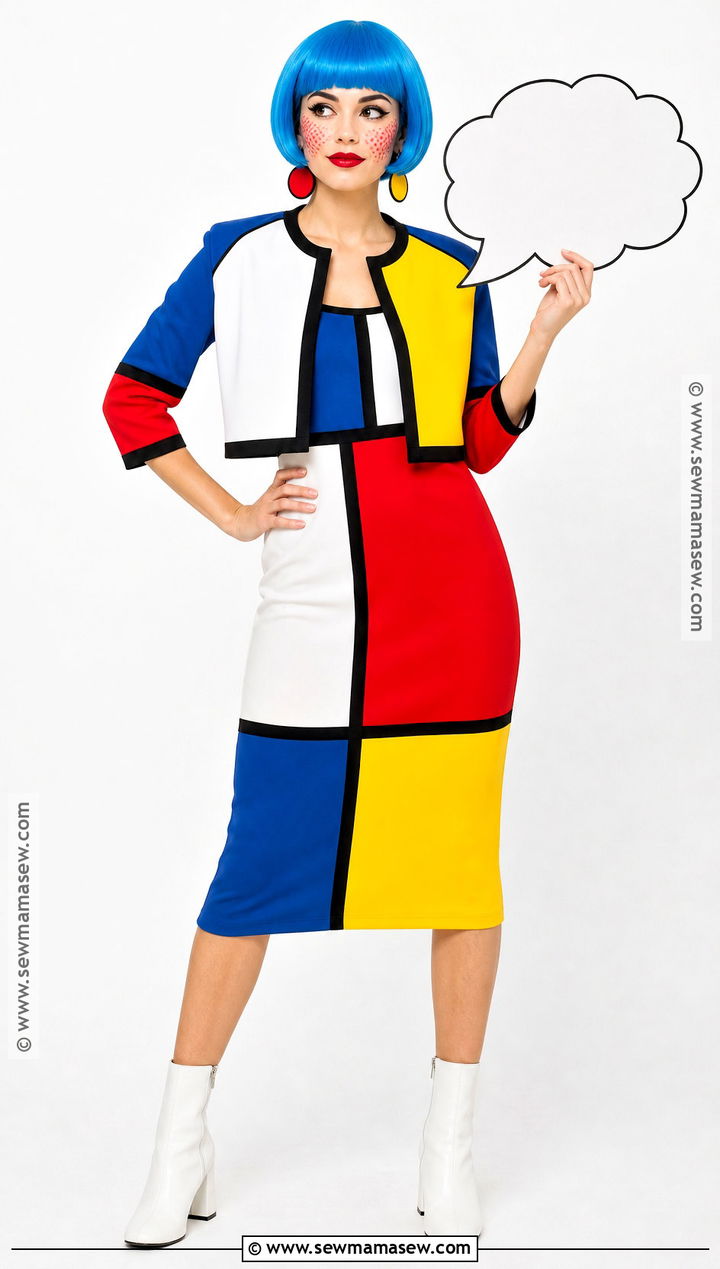 Pop Art Costume With Color Block Dress - 40 aesthetic halloween costumes