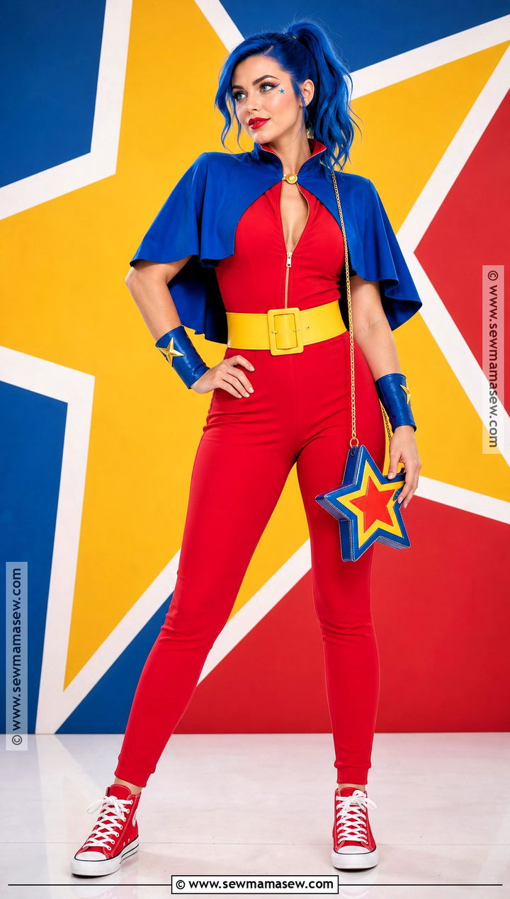 Pop Art Hero Costume With Blue Hair - 30 halloween costumes blue hair