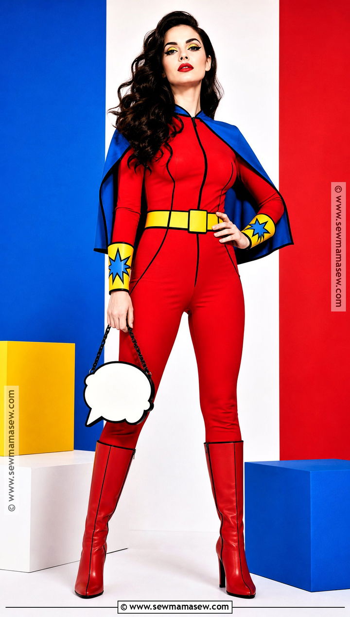 Pop Art Heroine Costume With Comic Makeup - 30 Unique Costume Ideas for Women