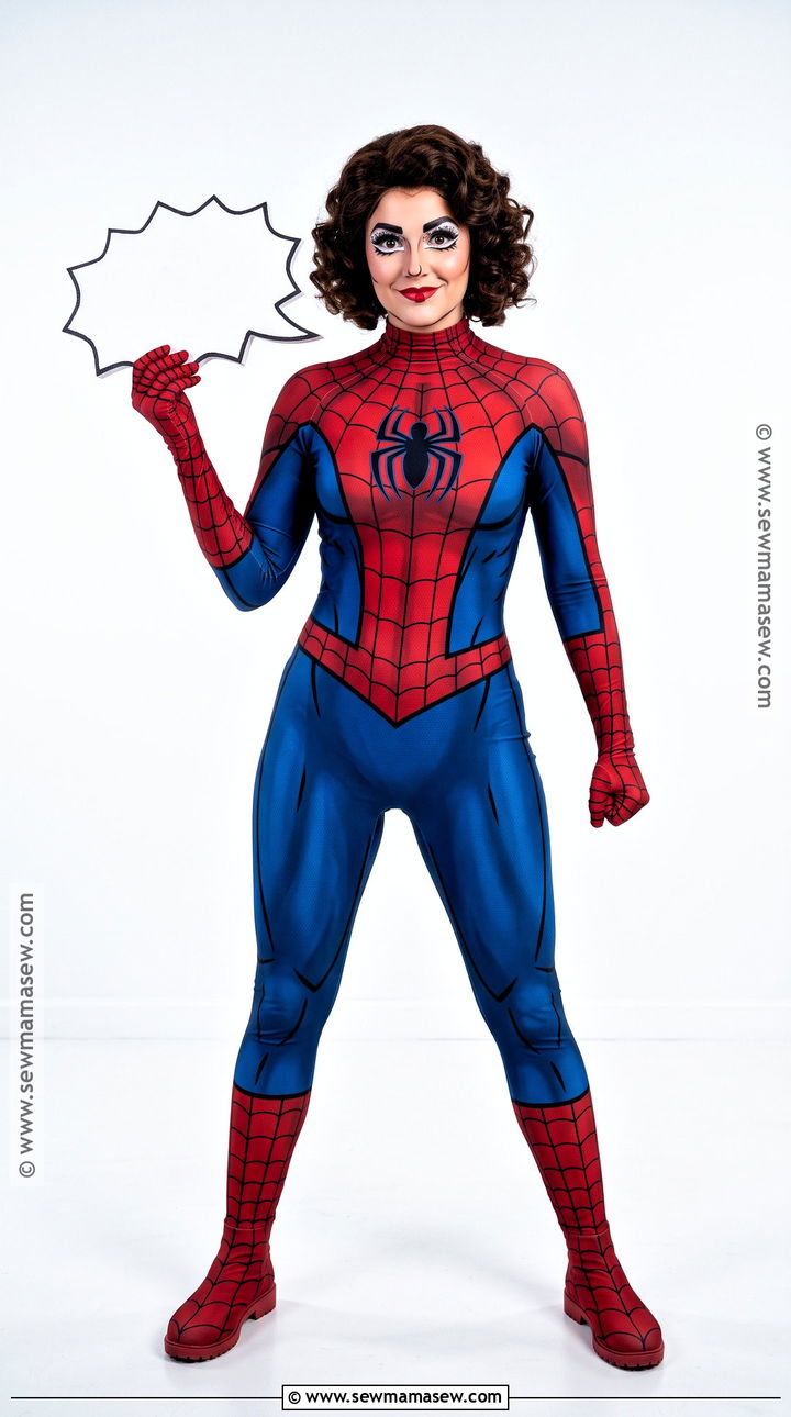 Pop Art Spider Man Costume With Comic Makeup - 35 spider man costume ideas for women