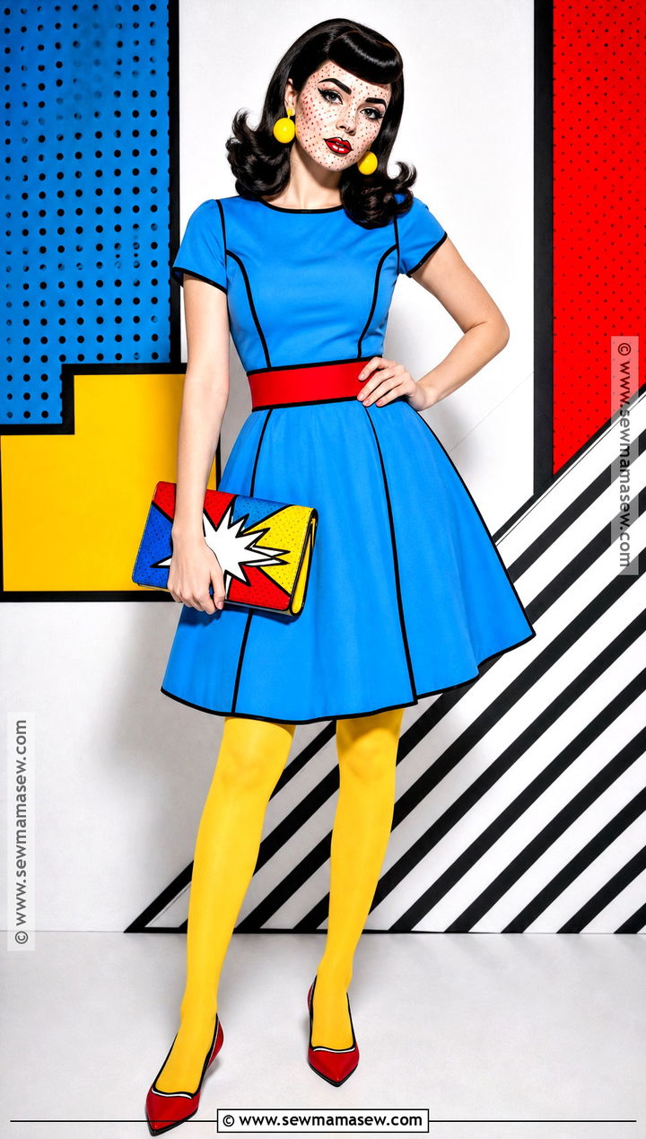 Pop Art Woman Costume With Bright Dress - 30 Halloween Costumes Solo for Women