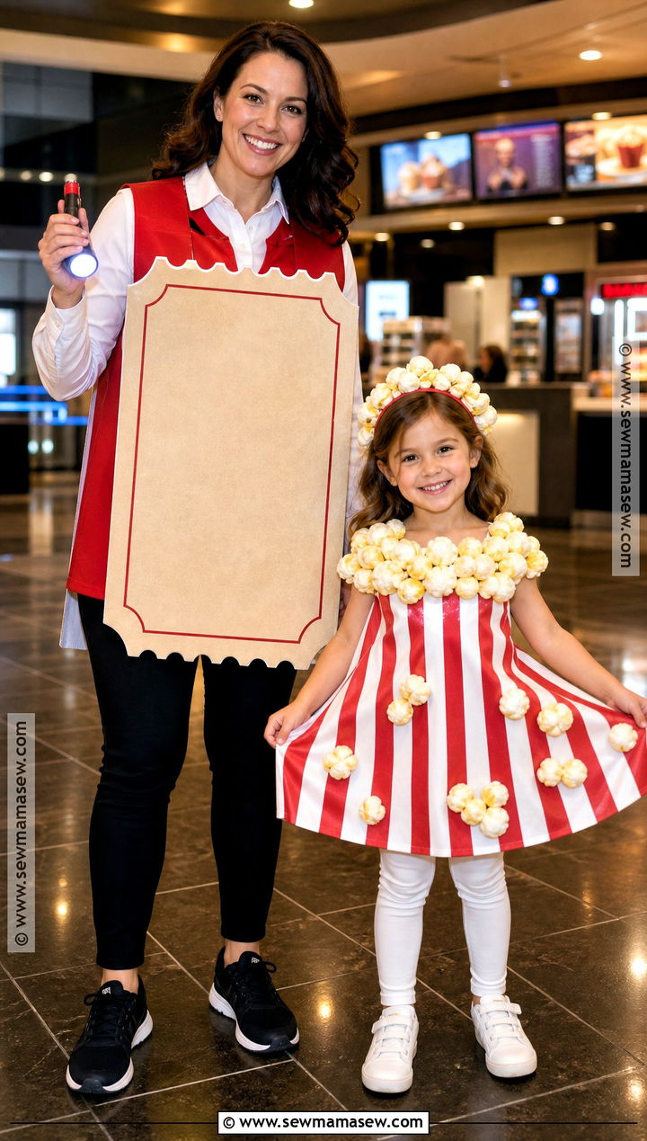 Popcorn And Movie Ticket Costume - 35 Mother Daughter Halloween Costumes