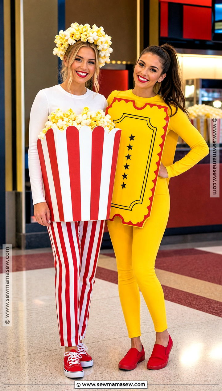 Popcorn And Movie Ticket Friend Costume - 30 friend halloween costumes two