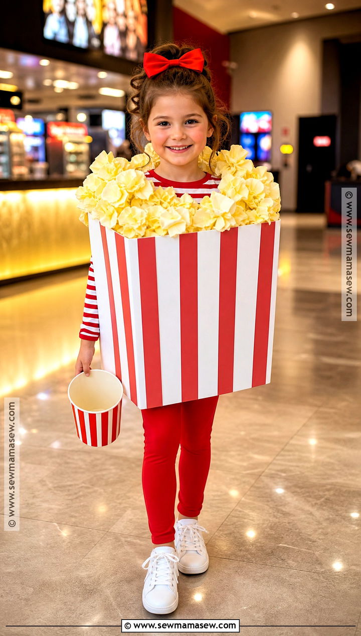 Popcorn Box Costume With Striped Shirt - 30 last minute costume ideas for kids