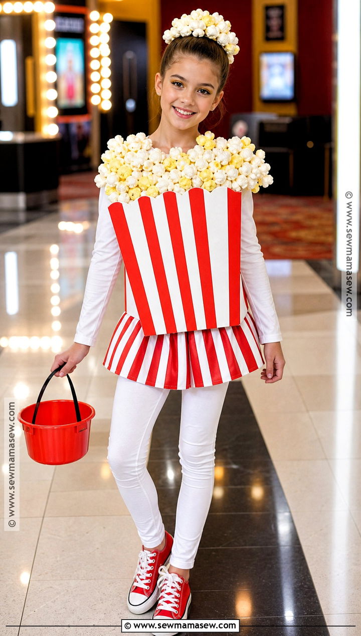 Popcorn Box Costume With Striped Skirt - 30 halloween costumes for girls 10 12