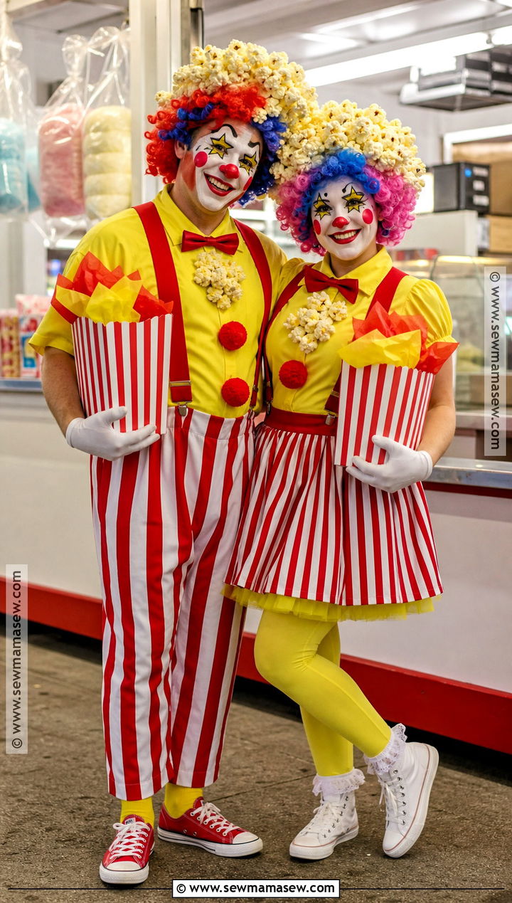 Popcorn Clown Couple Costume - 30 clown couple costume ideas