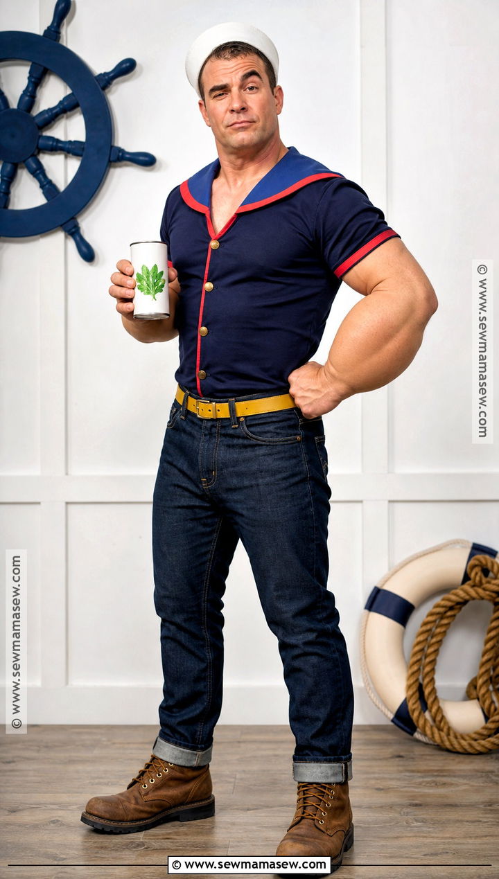 Popeye Costume With Sailor Shirt - 30 Cartoon Characters Costume Ideas