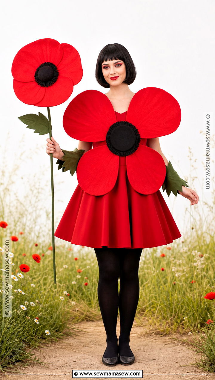 Poppy Flower Costume - 40 Flower Costume Ideas