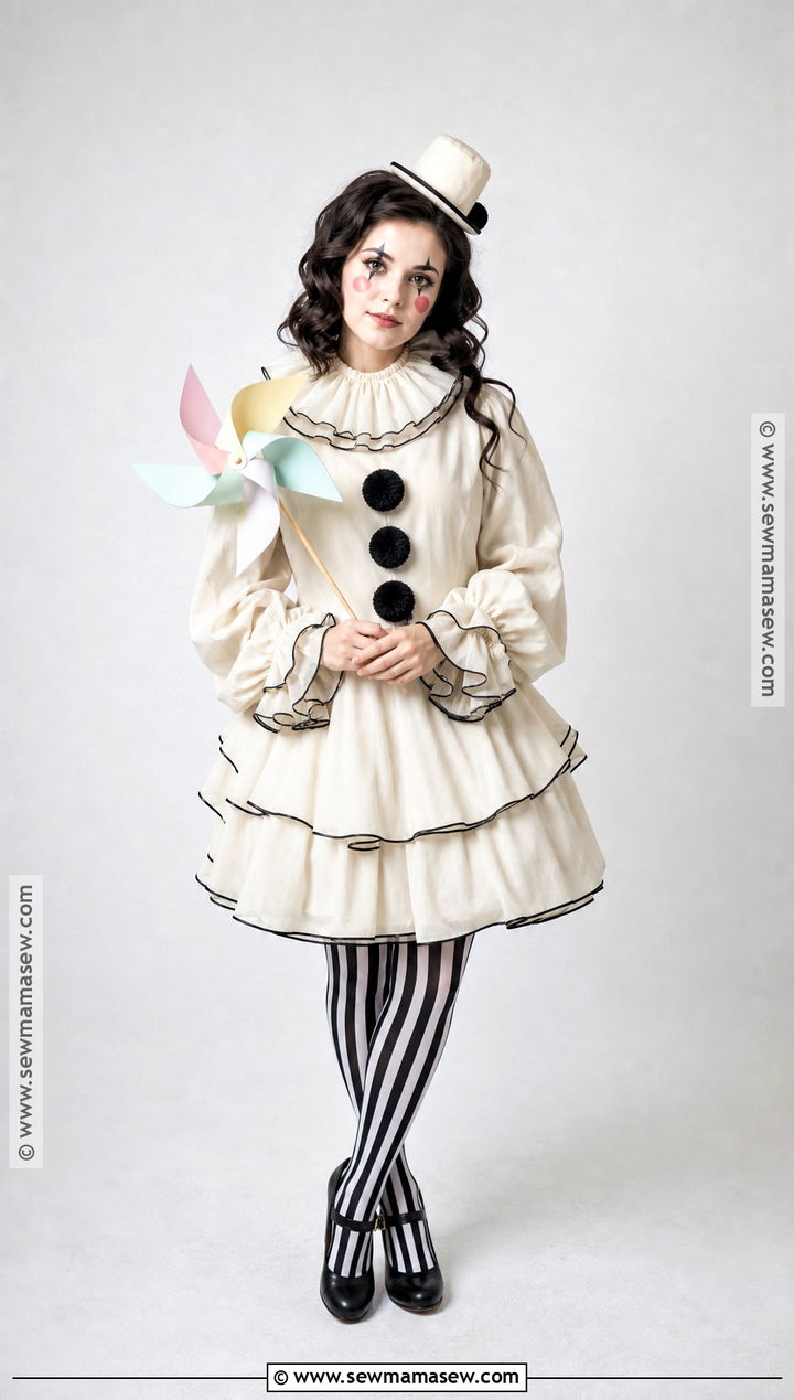 Porcelain Clown Costume With Ruffled Dress - 40 aesthetic halloween costumes