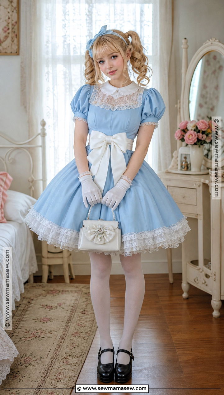 Porcelain Doll Costume With Blue Bow Dress - 35 pretty halloween costumes