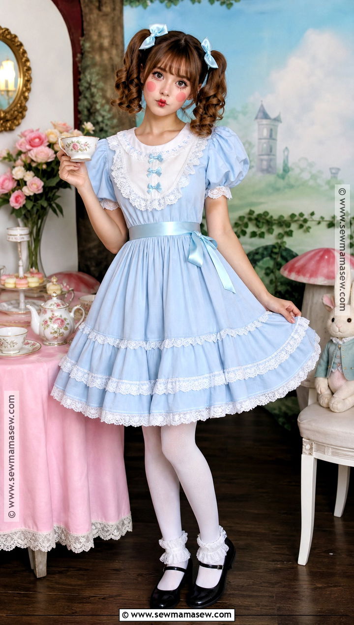 Porcelain Doll Costume With Blue Dress - 30 costume for halloween ideas