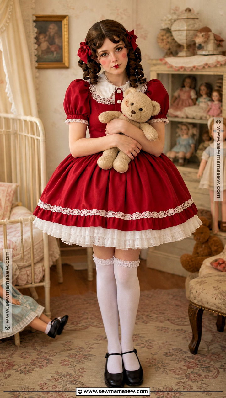 Porcelain Doll Costume With Red Dress - 30 red dress halloween costume ideas