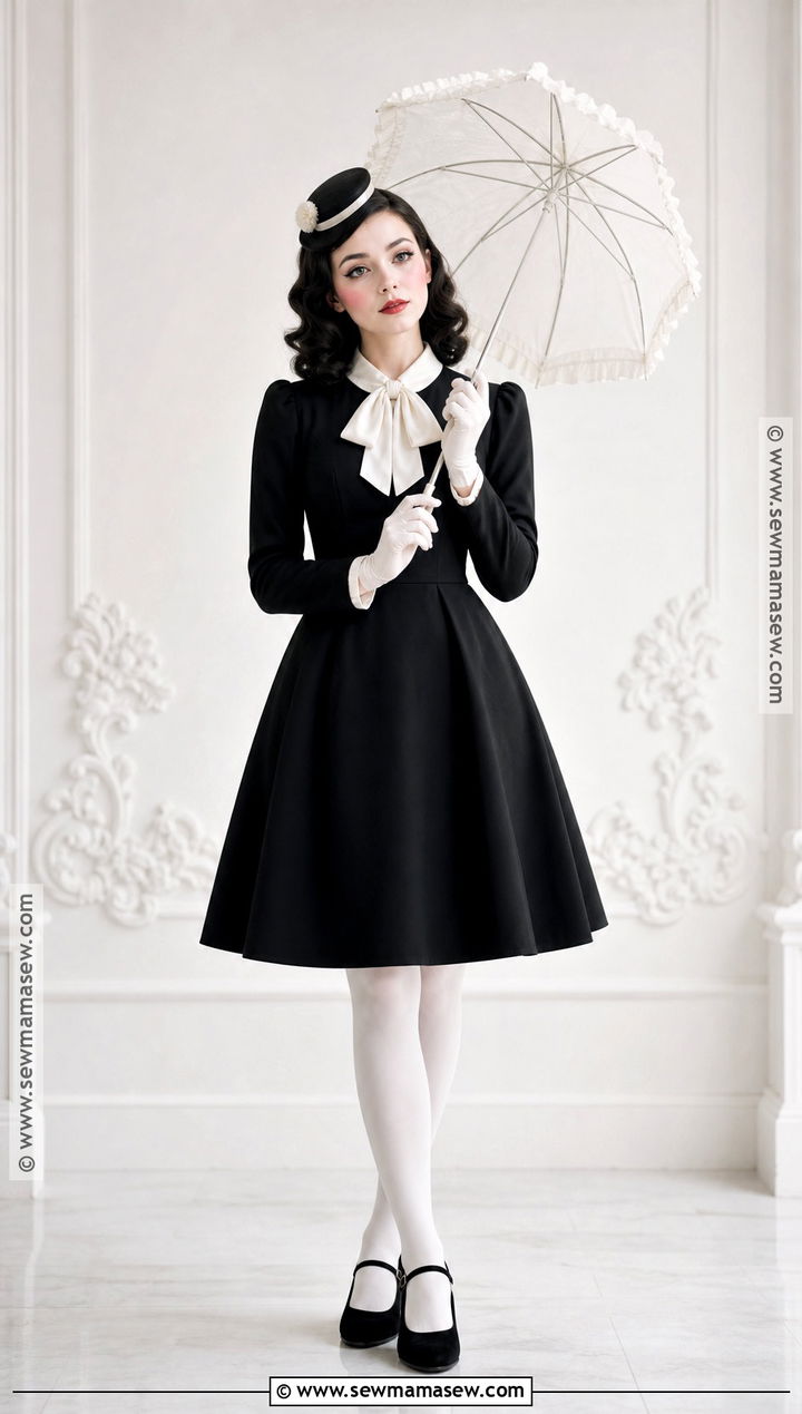 Porcelain Mime Costume With Bow Dress - 30 Mime Costume Ideas for Women