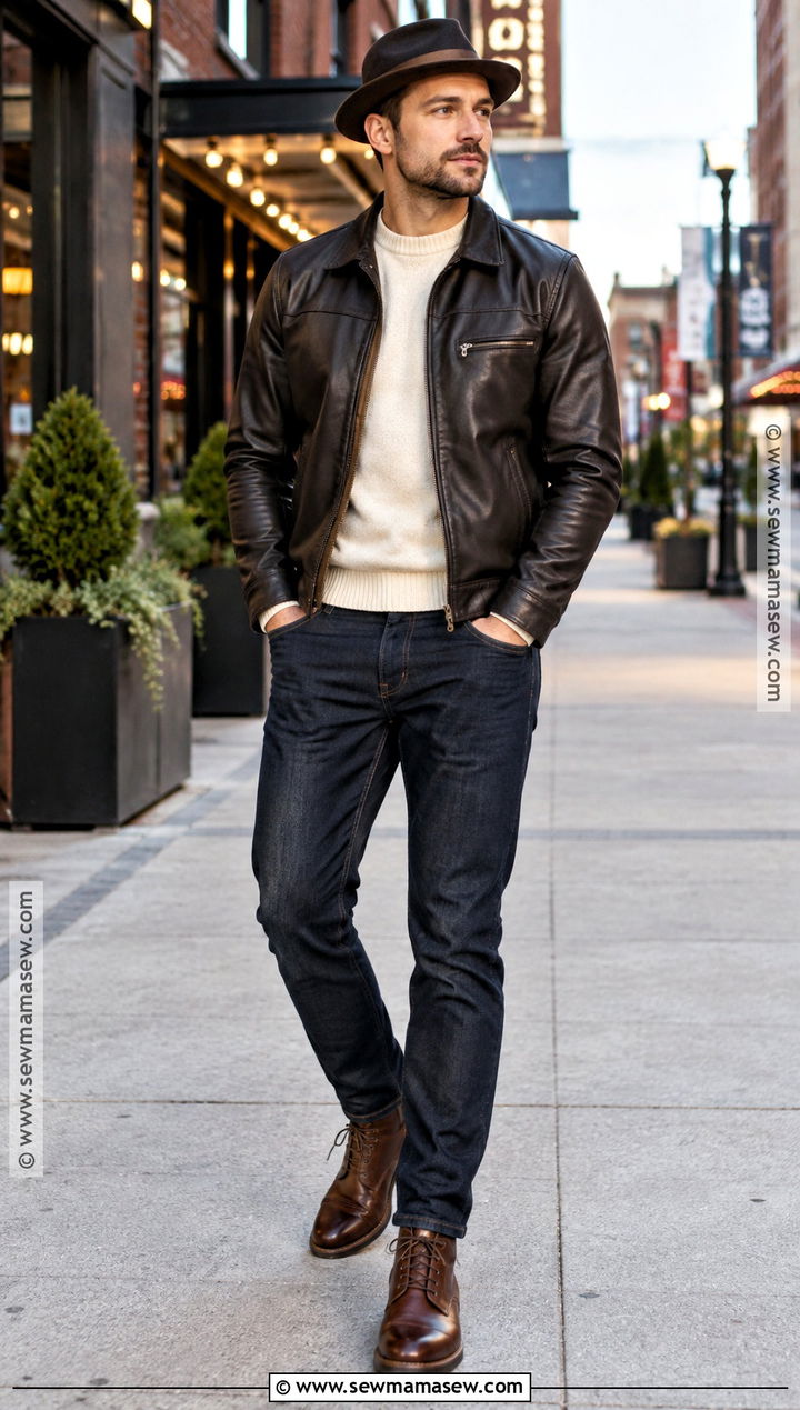 Pork Pie Hat With Leather Jacket - 15 Fall Hats for Men