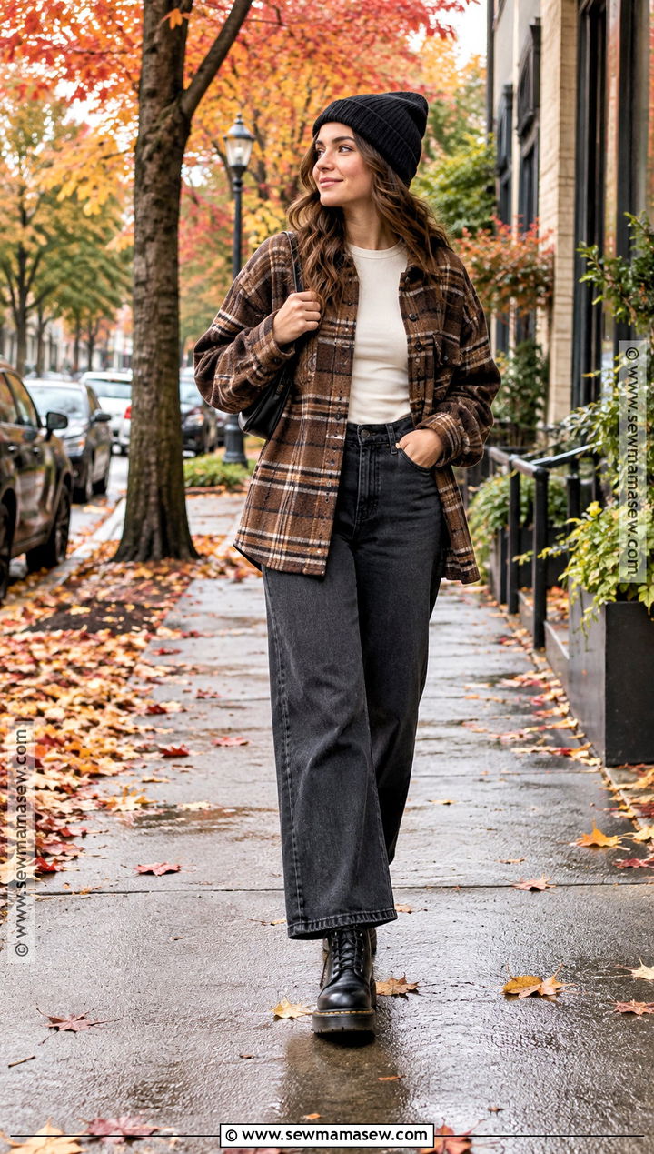 Portland Fall Shacket And Wide Leg Jeans Outfit - 15 Outfits For Portland Oregon Fall