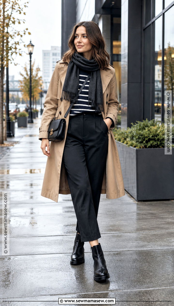 Portland Fall Trench Coat And Black Trousers Outfit - 15 Outfits For Portland Oregon Fall