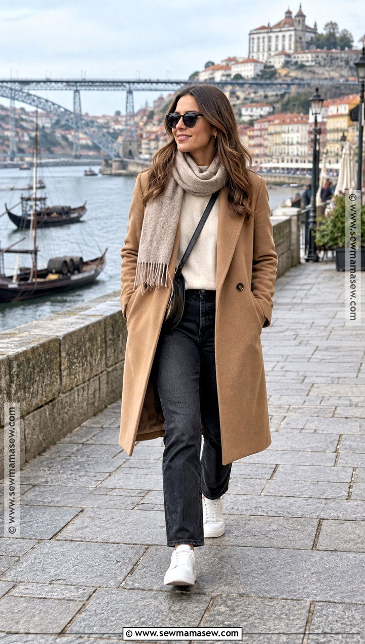 Portugal Fall Long Coat And Sneakers Outfit - 20 portugal outfits fall