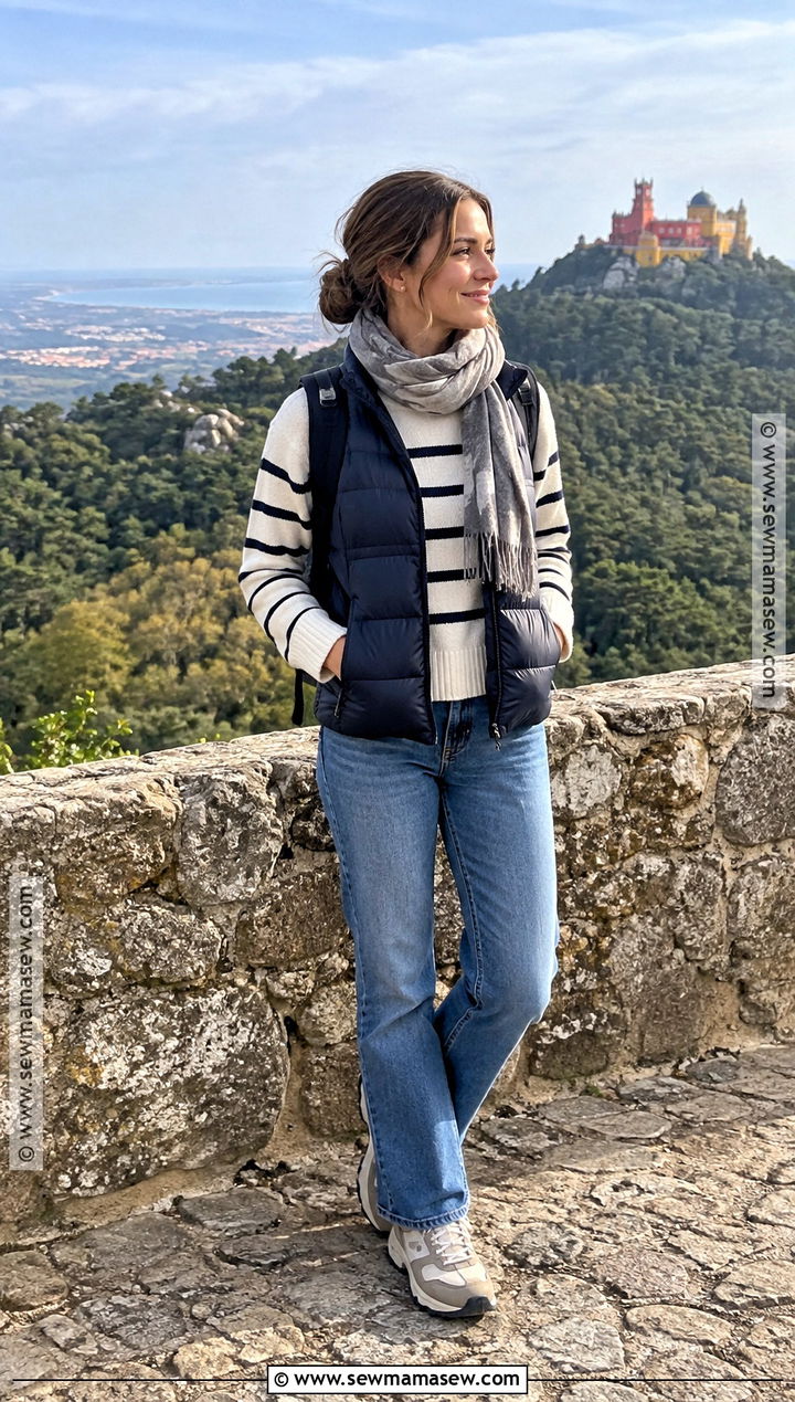 Portugal Fall Puffer Vest And Sweater Outfit - 20 portugal outfits fall