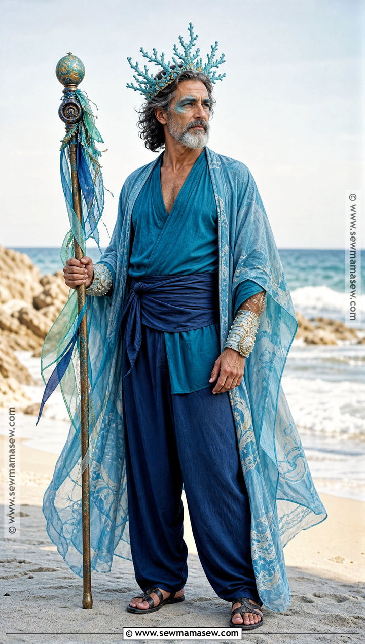 Poseidon Costume With Ocean Blue Robe - 30 percy jackson costume ideas