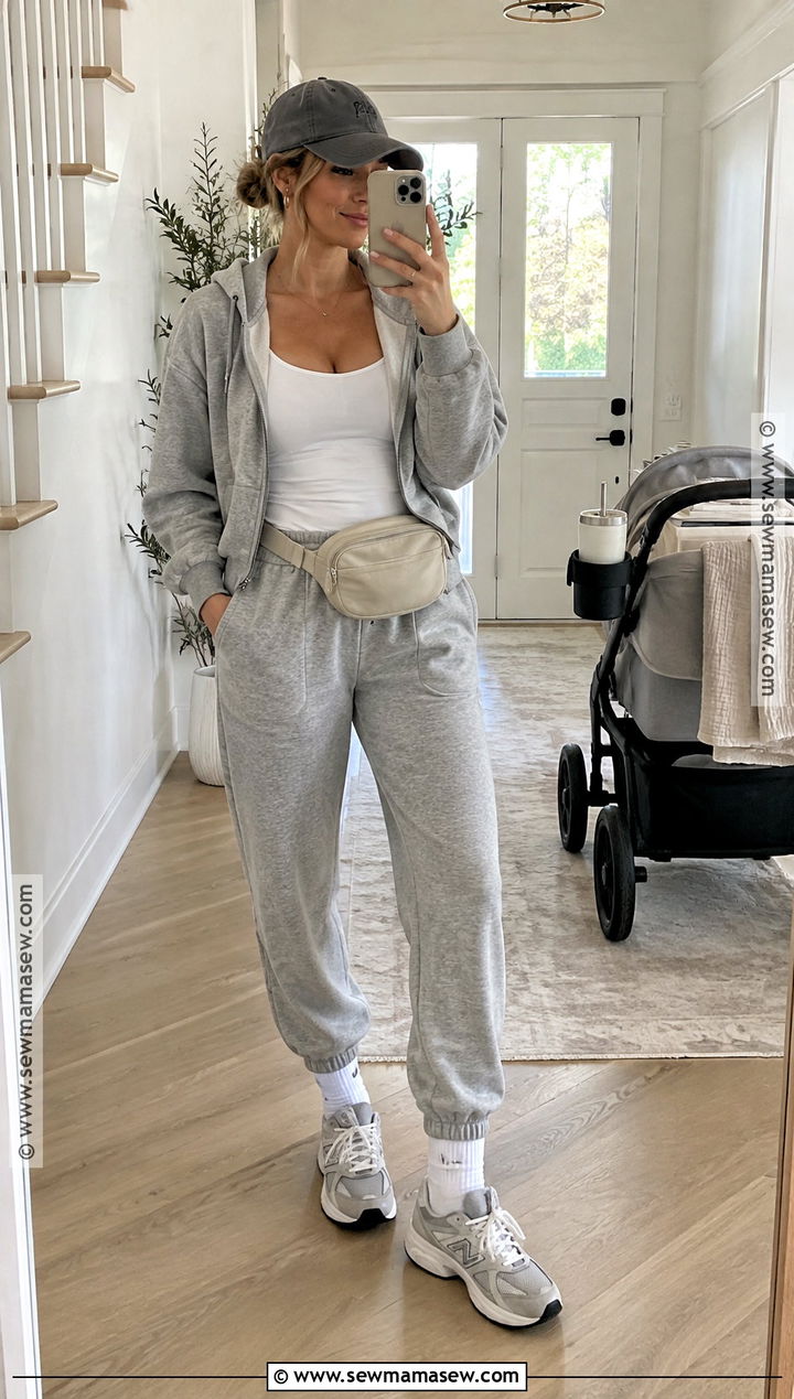 Postpartum Fall Matching Jogger Set Outfit - 20 Post Partum Fall Outfit Ideas