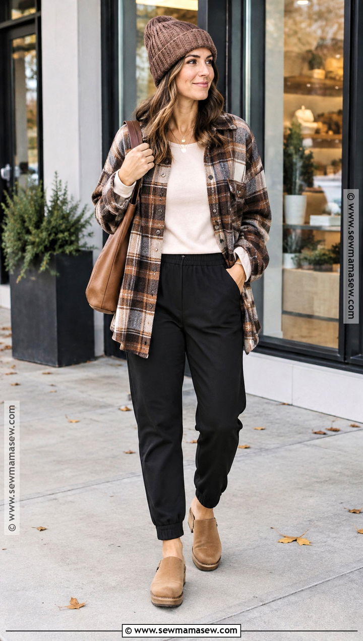 Postpartum Shacket And Pull On Pants Outfit - 20 postpartum outfits fall