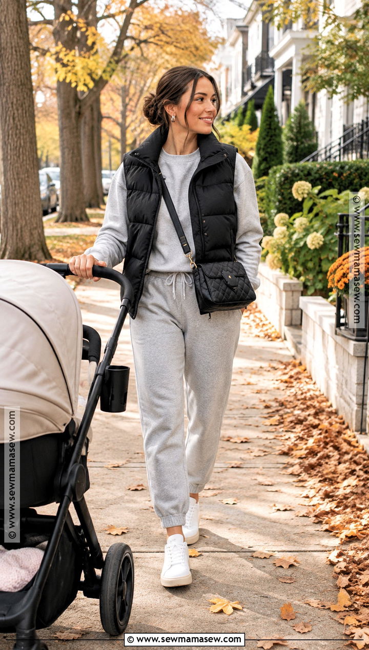 Postpartum Sweatshirt And Joggers Outfit - 15 Fall Postpartum Wardrobe Ideas