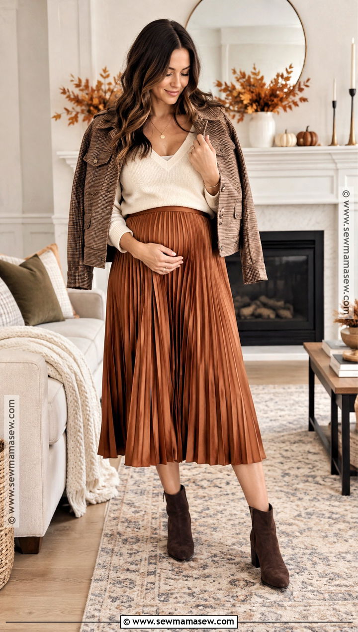 Postpartum Thanksgiving Midi Skirt Outfit - 15 thanksgiving outfit postpartum ideas