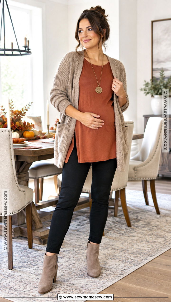 Postpartum Thanksgiving Tunic And Ponte Pants Outfit - 15 thanksgiving outfit postpartum ideas