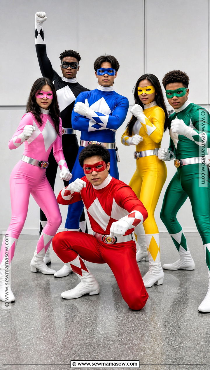 Power Rangers Group Costume With Color Suits - 30 super hero costume ideas