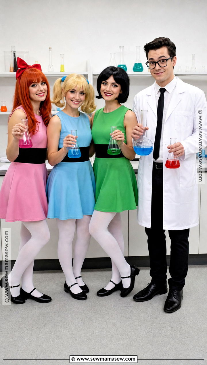 Powerpuff Girls And Professor Costume - 35 costumes for 4