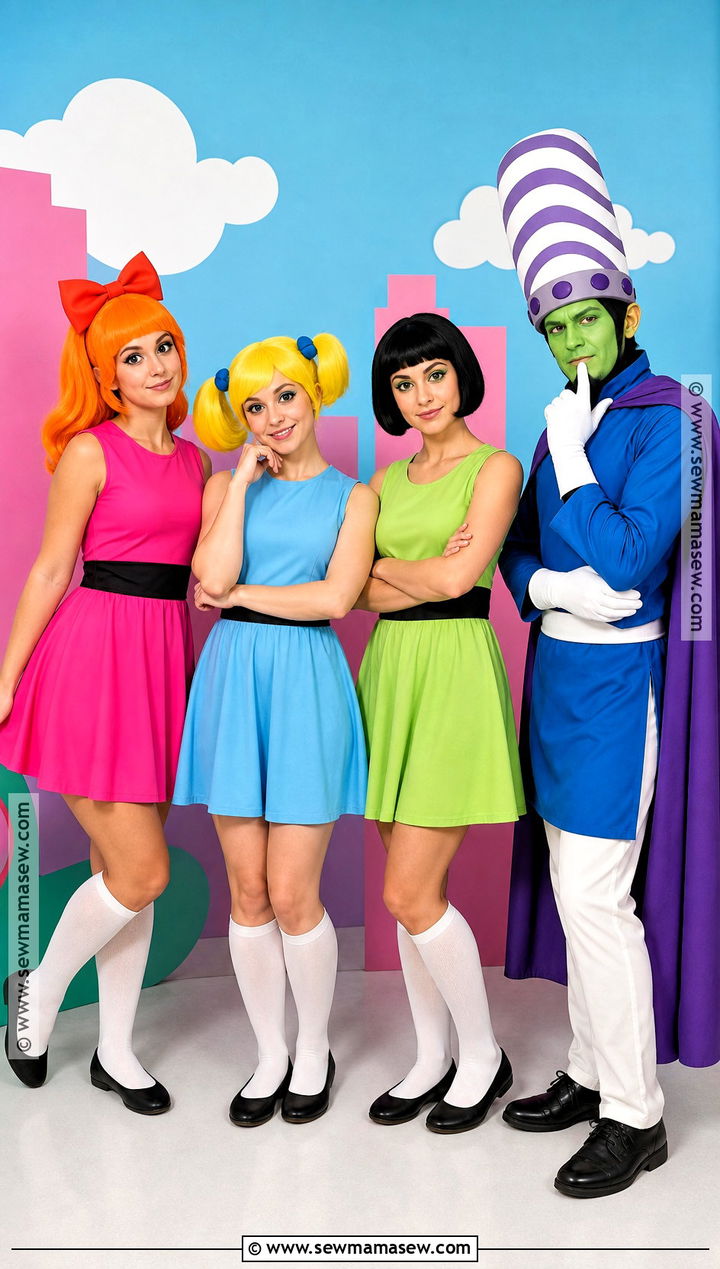Powerpuff Girls And Villain Group Costume - 35 4 people costume ideas