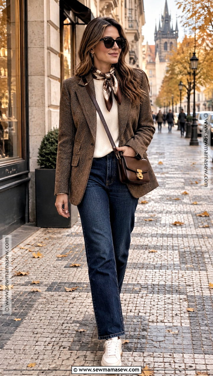 Prague October Blazer And Jeans Outfit - 15 prague in october outfits