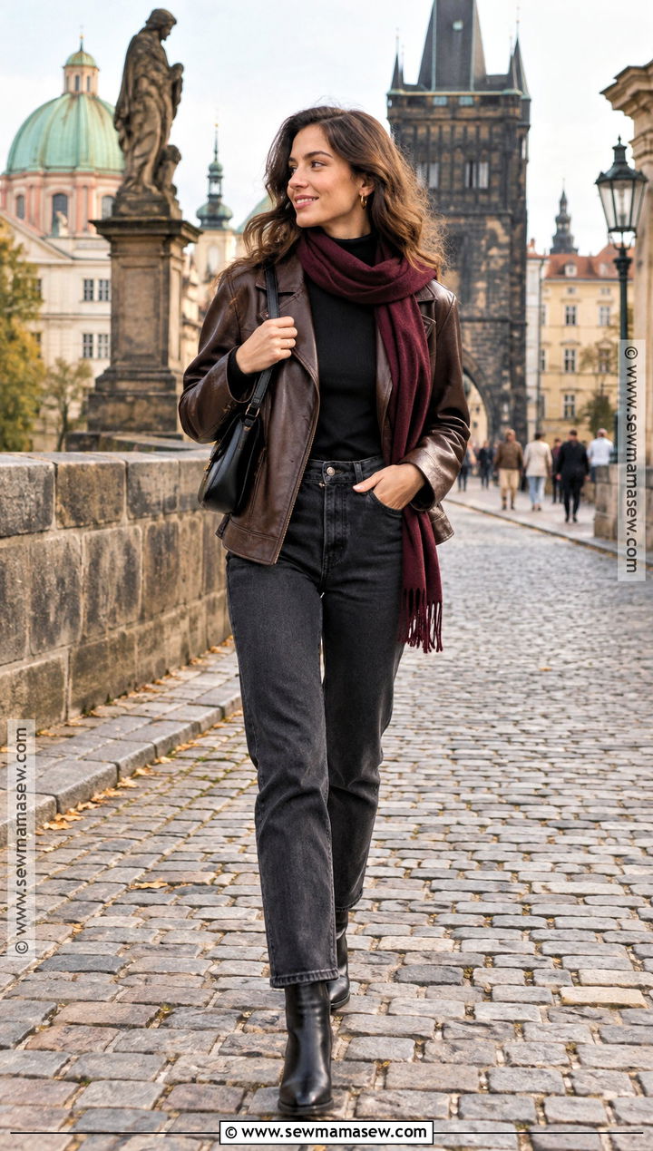 Prague October Leather Jacket Outfit - 15 prague in october outfits