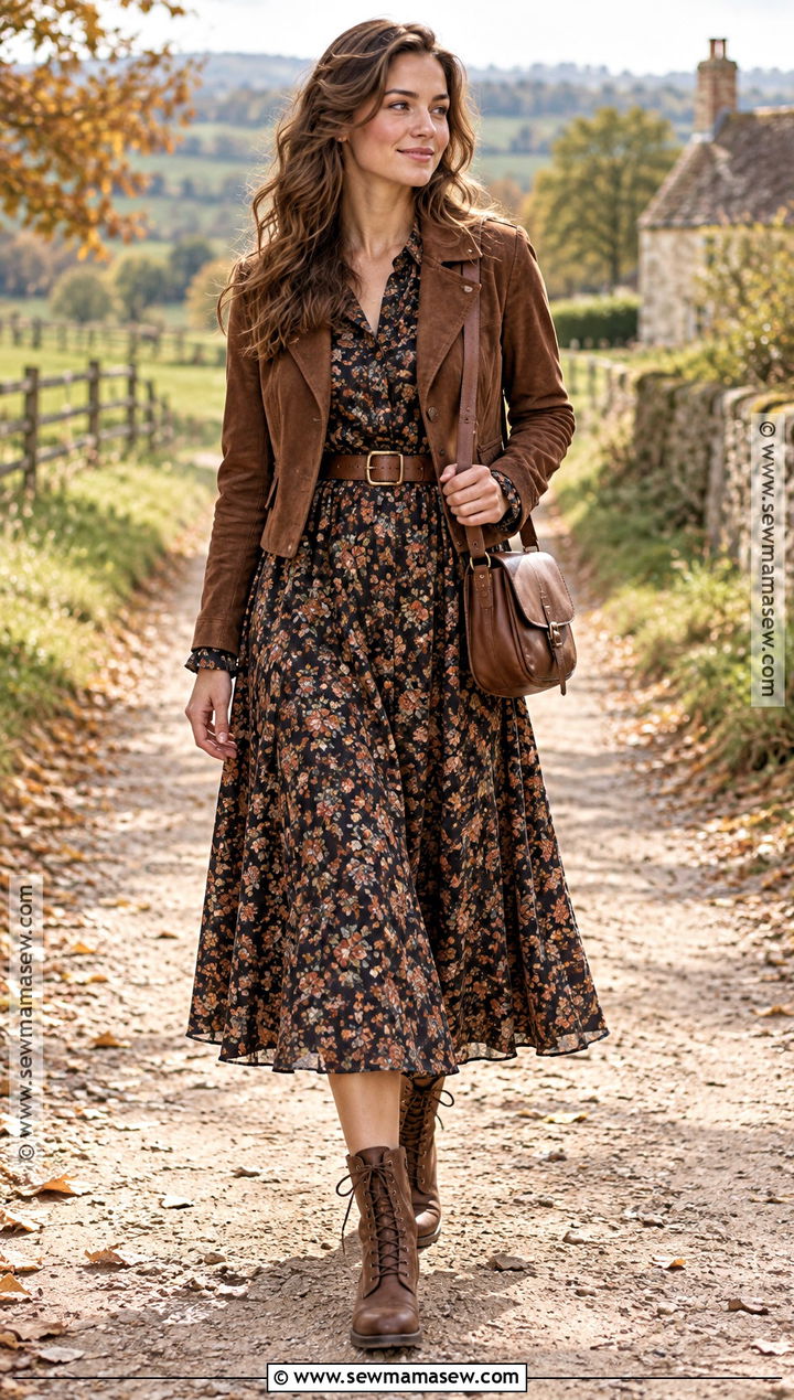 Prairie Dress And Boots Autumn Outfit - 25 Autumn Outfits 2026 Women Trends