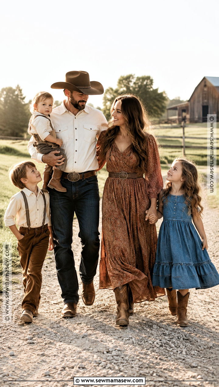 Prairie Dress And Western Shirt Family Outfit - 20 fall family pictures outfits western