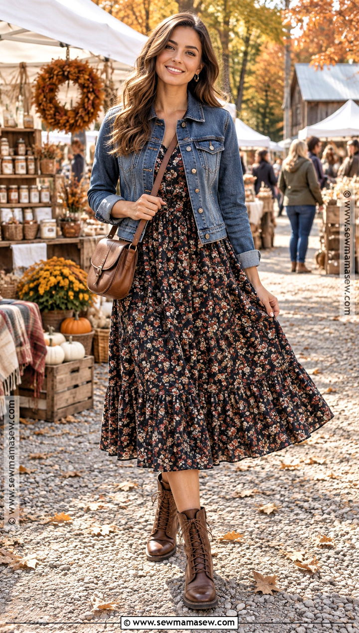 Prairie Dress With Lace Up Boots - 30 fall dresses