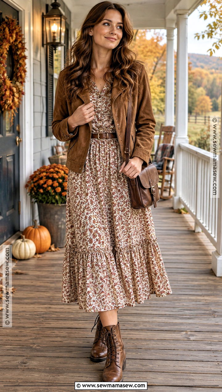 Prairie Fall Country Dress With Lace Up Boots - 15 Fall Country Dresses