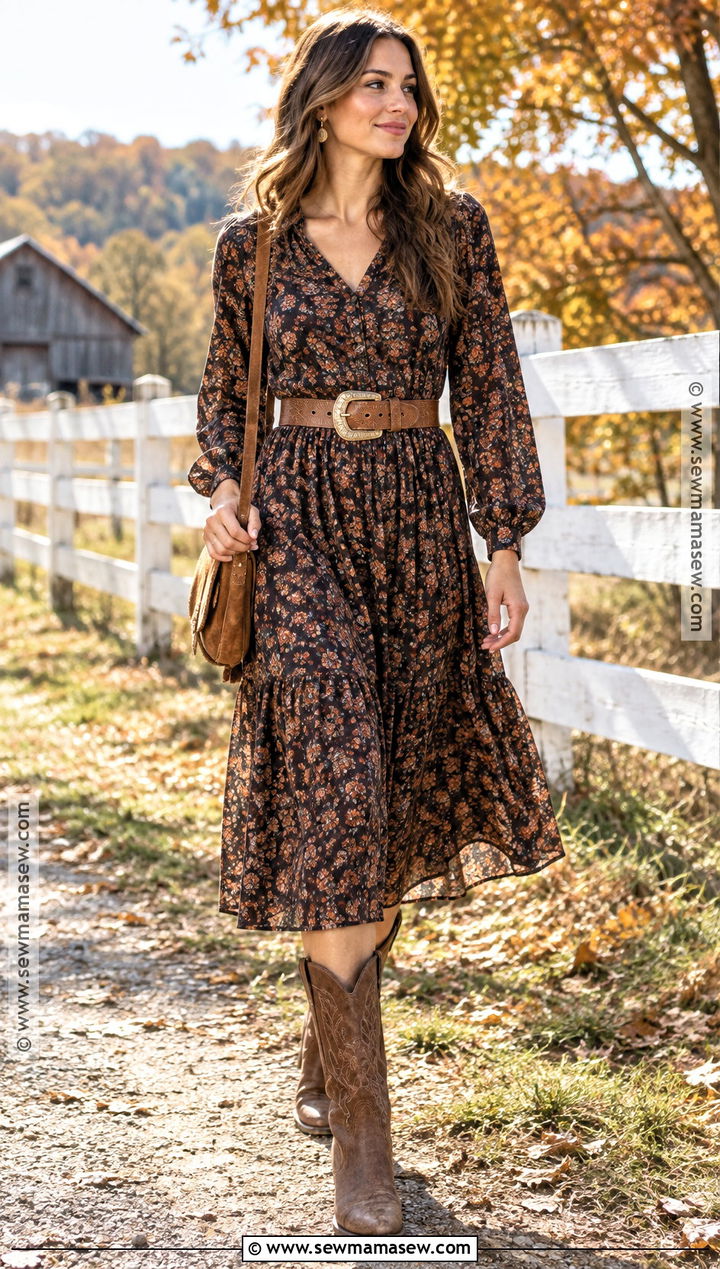 Prairie Floral Dress With Cowboy Boots - 15 2026 Fall Fashion Ideas