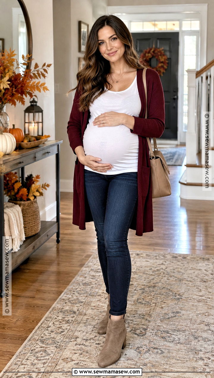 Pregnancy Announcement Maternity Shirt With Cardigan - 15 thanksgiving maternity shirt ideas