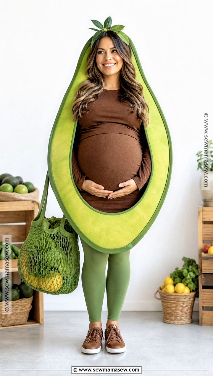 Pregnant Avocado Costume - 35 halloween costumes pregnant for women