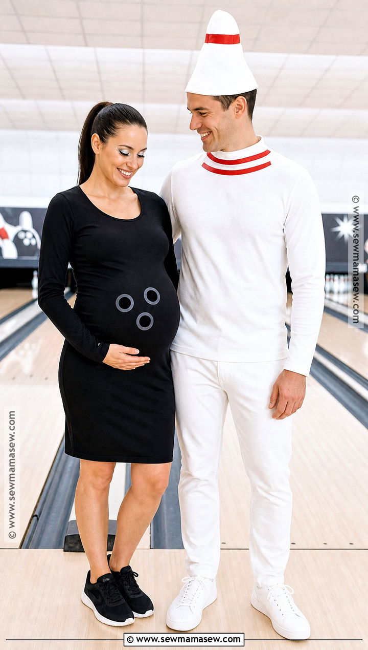 Pregnant Bowling Ball And Pin Couple Costume - 45 pregnant halloween costumes