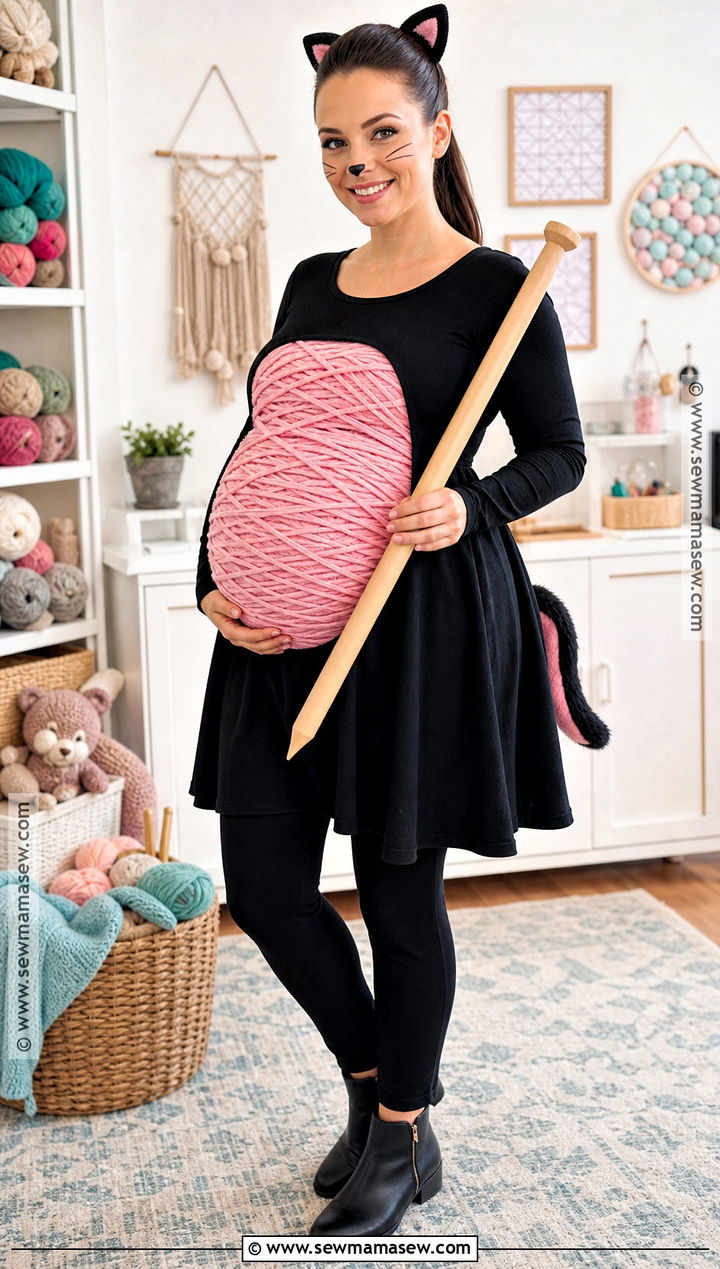 Pregnant Cat With Yarn Costume - 35 halloween costumes pregnant for women