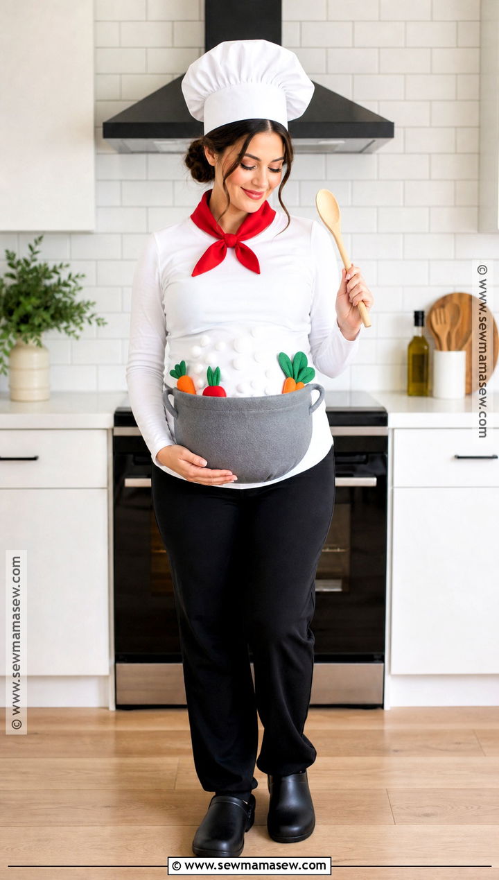 Pregnant Chef With Soup Pot Costume - 45 pregnant halloween costumes